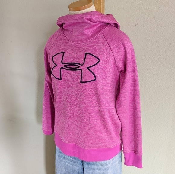 Under Armour Cold Gear Mock Neck Relaxed Fit Hoodie in Dragon Fruit Pink Sz Med - Picture 2 of 8